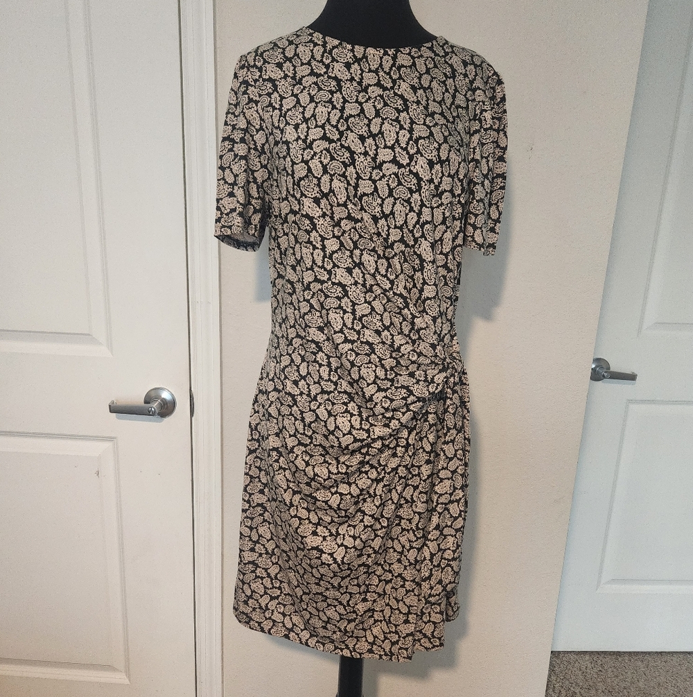 Boden Black and Cream Patterned Mini Dress
